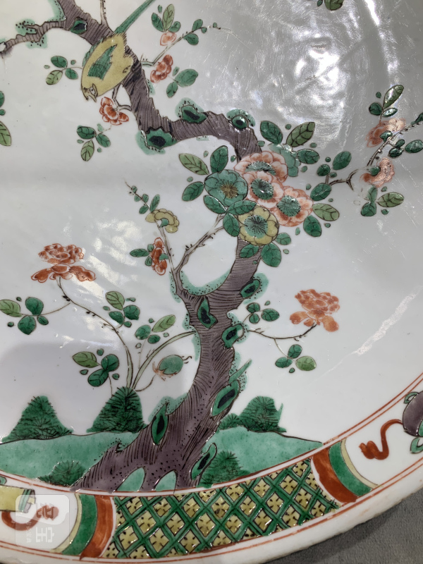 清康熙五彩花鸟纹大盘 - 图4